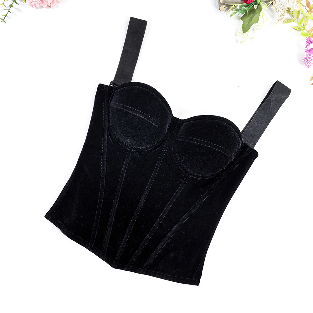 Womens Velvet Bustier Corset Top Body Shaper for Slimming Night Party Wear